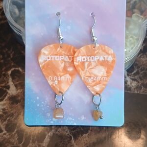 Orange Guitar Pick Earrings
